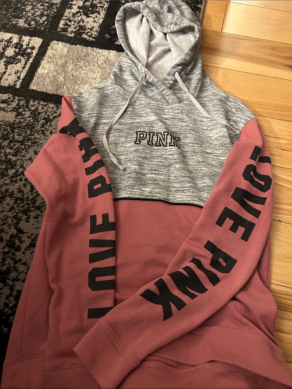 Victoria's Secret PINK Two-Tone Gray and Dusty Rose Hoodie